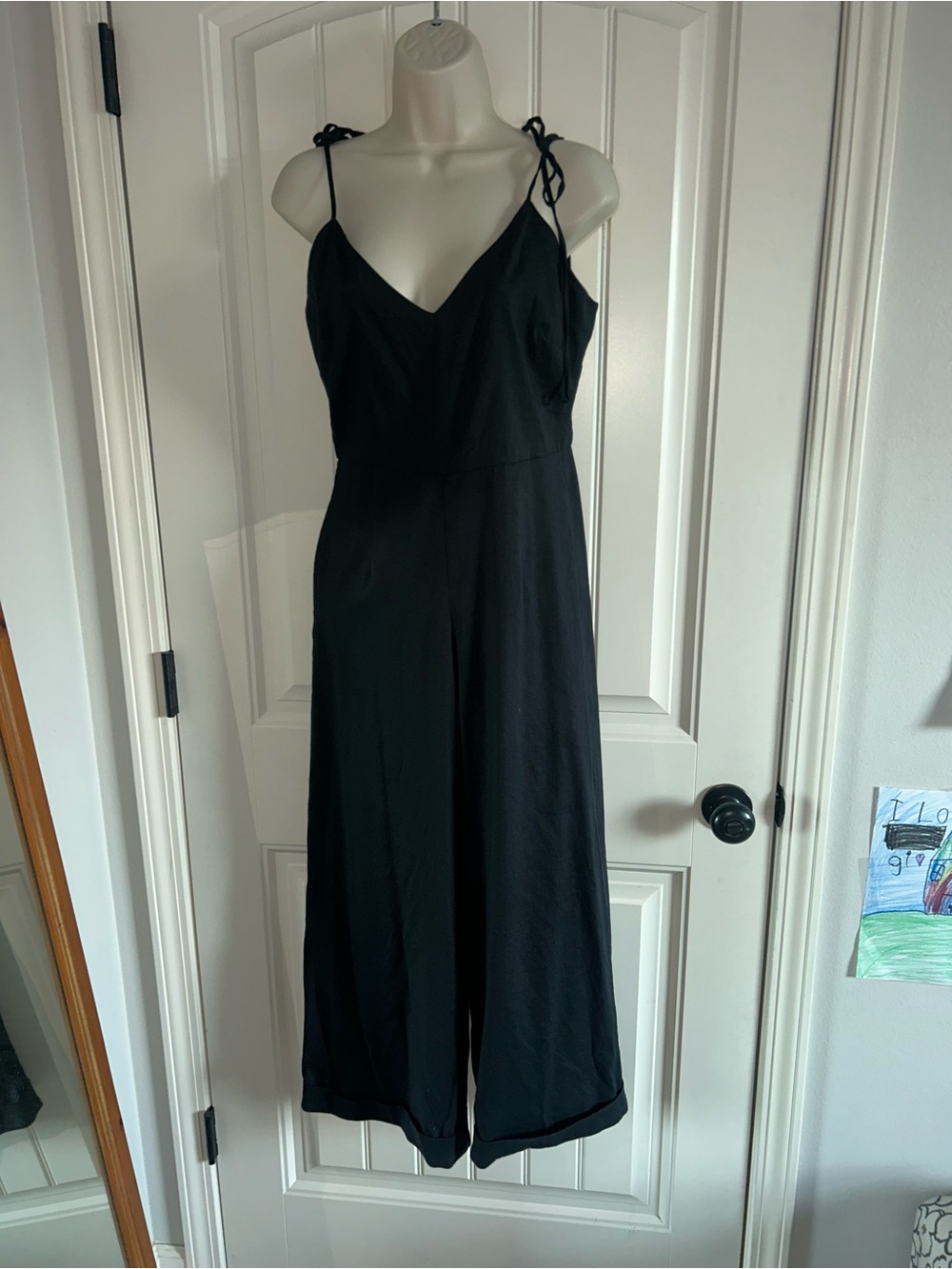 NEW Fifteen Twenty Black V-Neck Wide-Leg Tie-Strap Jumpsuit Sz S
